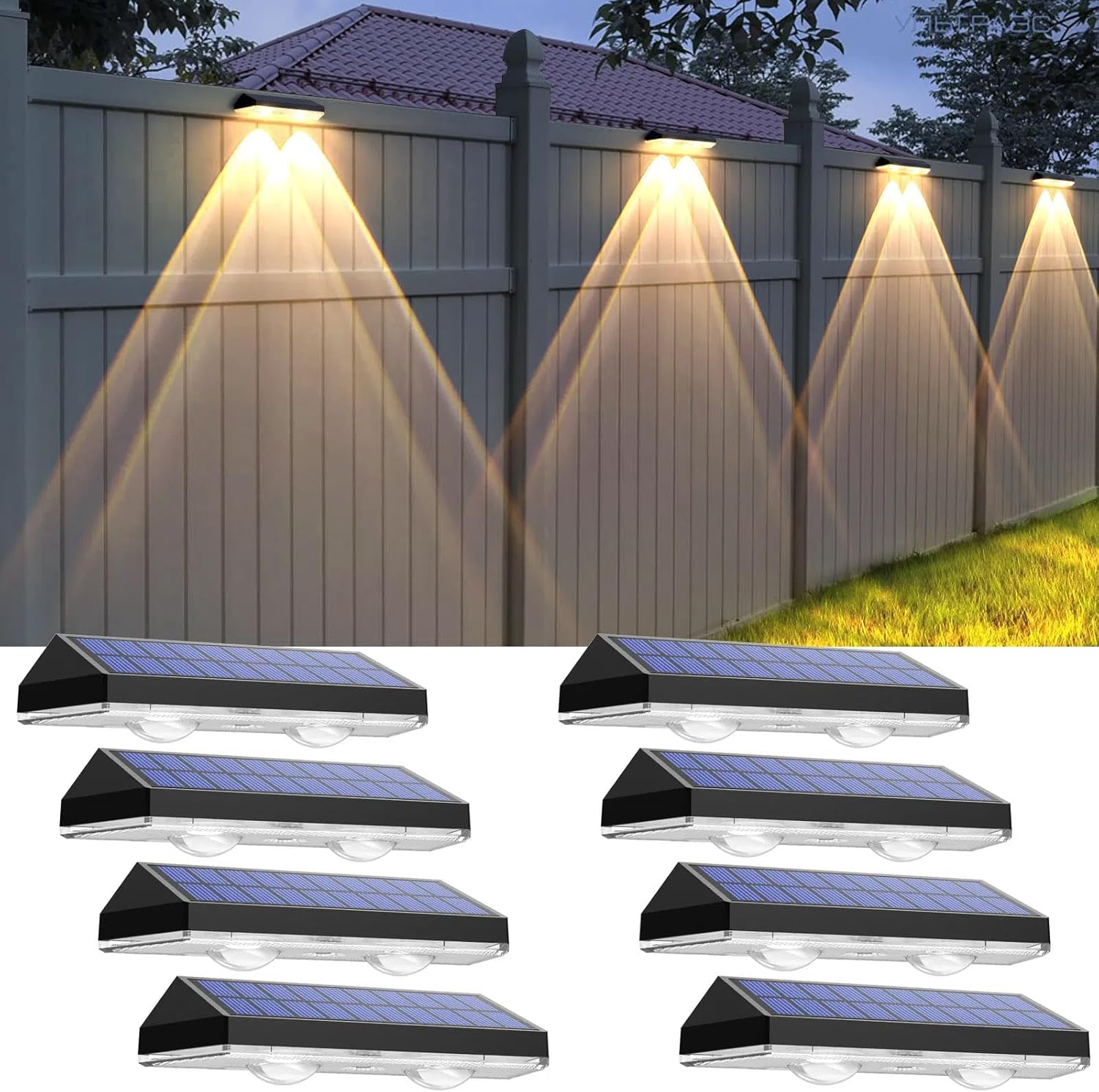 Solar Fence Lights Outdoor - 8 Pack