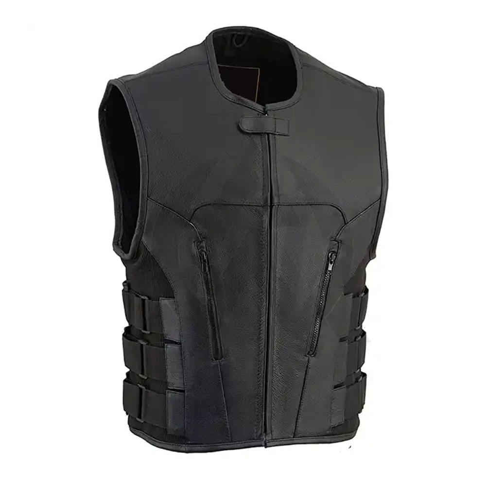Men's Premium Cowhide Leather Motorcycle Club Vest